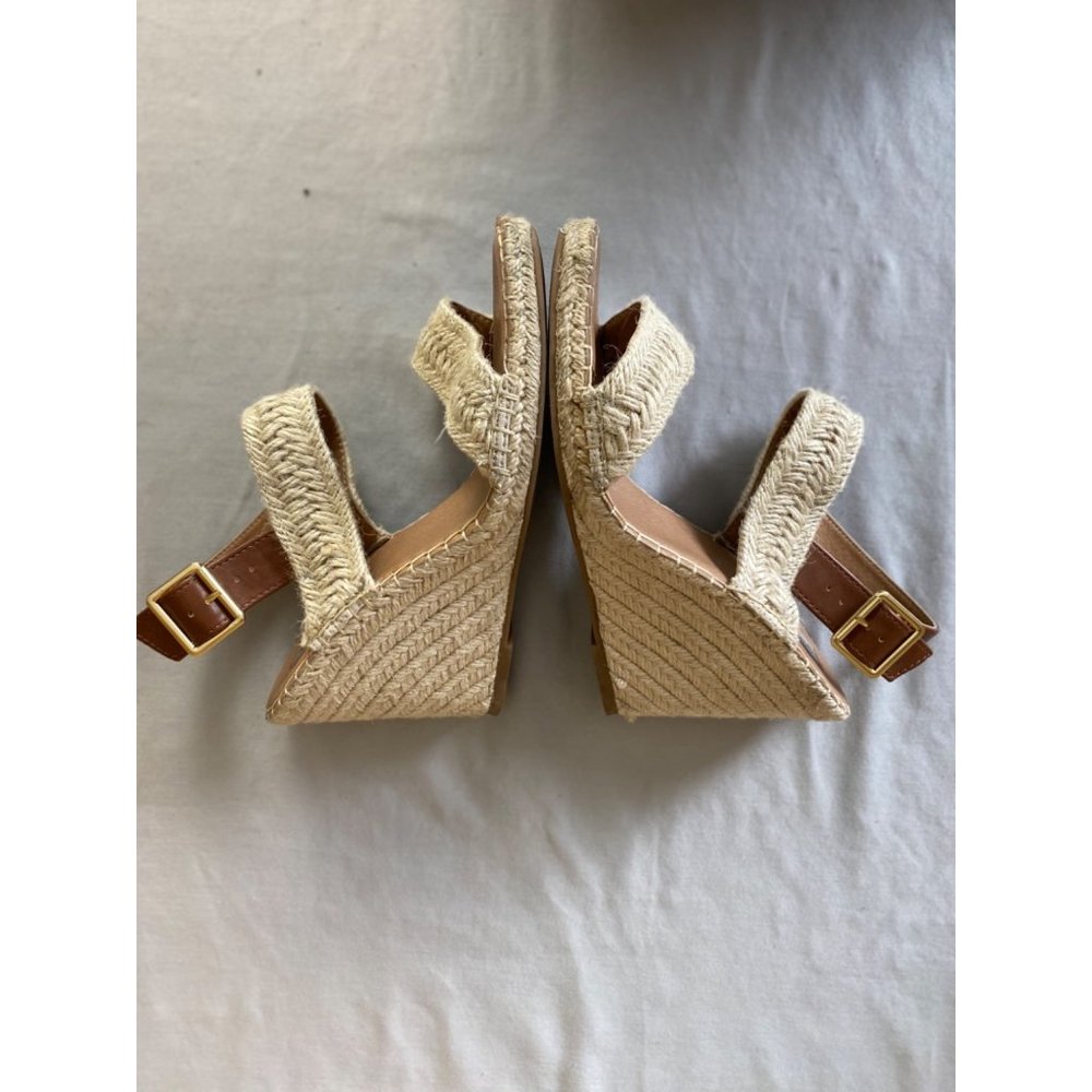 Steve Madden Tan Brown Wedge Ankle Strap Sandals Size 9 - Picture 4 of 9